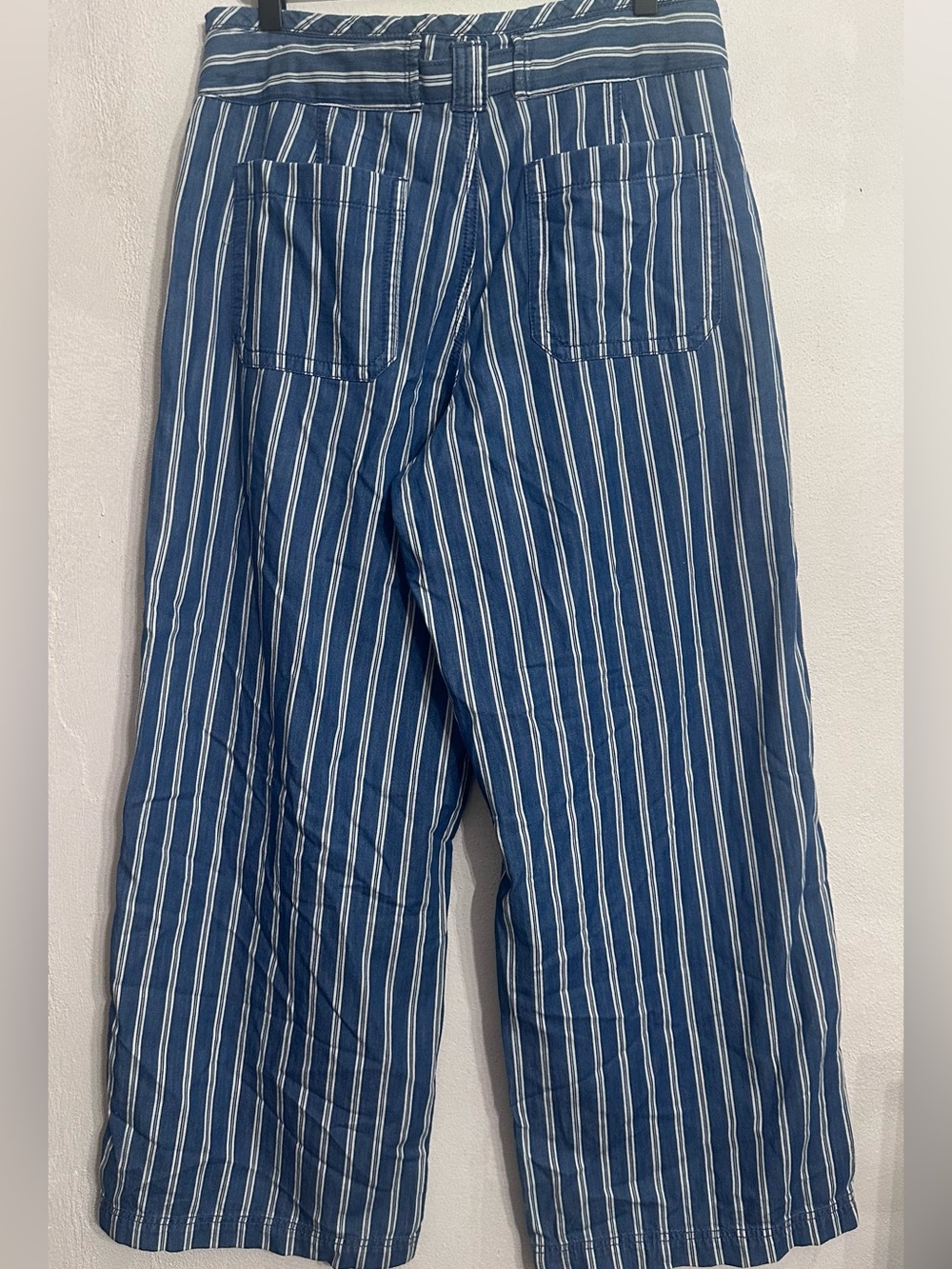 American Eagle Outfitters Blue and White Vertical Stripe Wide-Leg Pants Size 8 - Picture 4 of 14